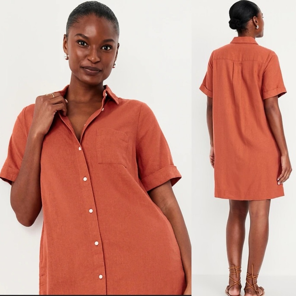Old Navy Linen-Blend Shirt Dress, Medium